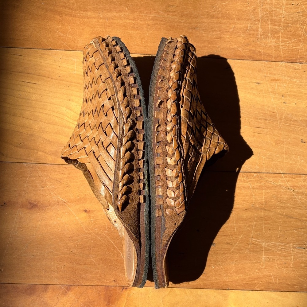Mohinders Woven Leather Slides Honey Tan Handmade India Women’s Size 7 - Picture 3 of 4